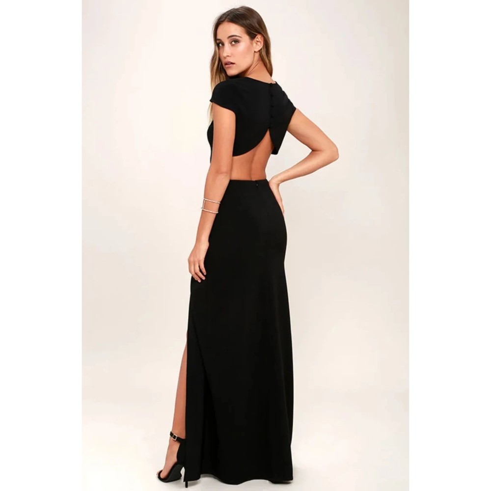 Lulus Black Conversation Piece Backless Maxi Dress - Picture 3 of 9